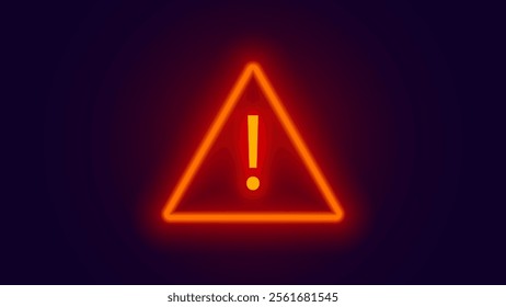 Attention Danger Symbol on Dark Background. Computer Virus. System Hacked Error Sign. Malware, Ransomware, Data Breach Concept. Vector Illustration.