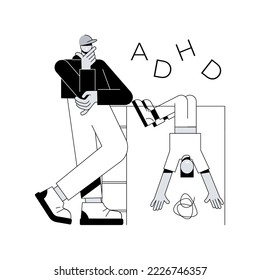 Attention deficit hyperactivity disorder abstract concept vector illustration. Developmental disorder, hyperactivity, attention deficit syndrome, impulsive behavior, ADHD abstract metaphor.