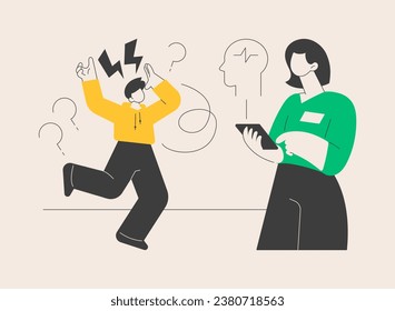 Attention deficit hyperactivity disorder abstract concept vector illustration. Developmental disorder, hyperactivity, attention deficit syndrome, impulsive behavior, ADHD abstract metaphor.