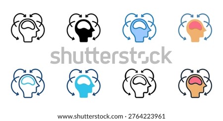 Attention deficit icons set multiple style collection. Editable stroke 
