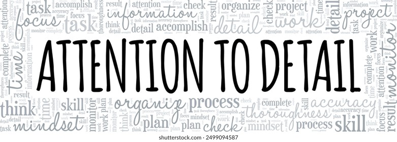 Attention to Detail word cloud conceptual design isolated on white background.