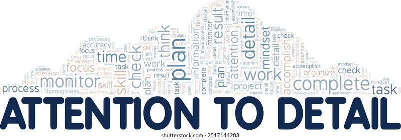 Attention to Detail word cloud conceptual design isolated on white background.