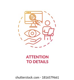 Attention To Details Concept Icon. Advocate Skill. Information Analysis. Good Lawyer Requirement Idea Thin Line Illustration. Vector Isolated Outline RGB Color Drawing