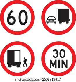 attention, driving, roadway, drive, way, rule, pictogram, vehicle, public, transportation, placard, regulatory, truck, circle, regulatory signs, signatory, speed, road sign, plate type, front