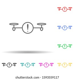 attention drone multi color style icon. Simple thin line, outline vector of drones icons for ui and ux, website or mobile application