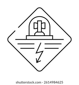 attention electricity line icon vector. attention electricity sign. isolated contour symbol black illustration