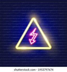 Attention Electricity neon icon. Electricity concept. Vector illustration for design.
