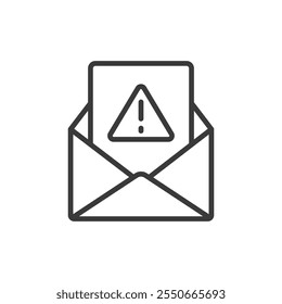 Correo electrónico de atención, icono en diseño de línea. Atención, correo electrónico, alerta, mensaje, notificación, importante, urgente en el Vector de fondo blanco. Icono de trazo editable de correo electrónico de atención