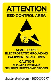 Attention ESD Control Area Symbol Sign, Vector Illustration, Isolated On White Background Label .EPS10