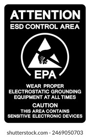 Attention ESD Control Area Symbol Sign, Vector Illustration, Isolated On White Background Label .EPS10