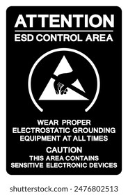 Attention ESD Control Area Symbol Sign, Vector Illustration, Isolated On White Background Label .EPS10