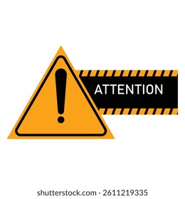  Attention with exclamation mark. black and yellow sign in striped frame of vector illustration
