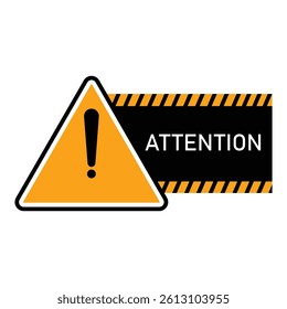  Attention with exclamation mark. black and yellow sign in striped frame of vector illustration