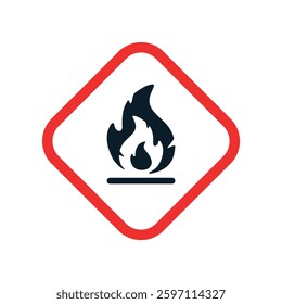 Attention flammable substance sign. Hazard warning sign flammable icon isolated on white background.