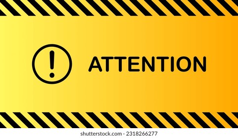 Atención. Piso, amarillo, cartel Atención, por favor. Ilustración vectorial.