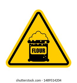 Attention flour. Caution fiber. Yellow triangle road sign