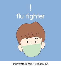 Attention Flu Fighter With Protector Mask