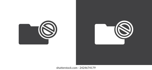 The attention folder icon. Corrupted folder icon, Danger symbol. Folder flat vector illustration. Vector Folder attention sign with exclamation mark icon.