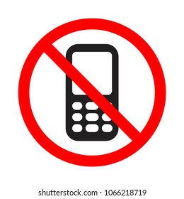 attention forbidden mobile phone vector icon, warning no connection sign, mobile phone prohibited