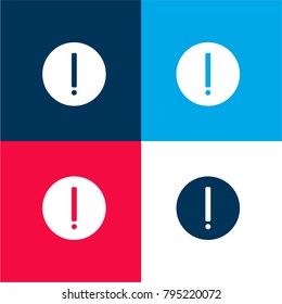 Attention four color material and minimal icon logo set in red and blue
