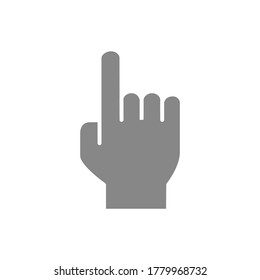 Attention gesture gray icon. Index finger up symbol