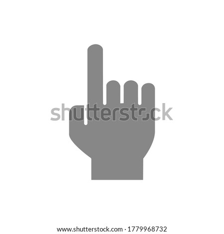 Attention gesture gray icon. Index finger up symbol