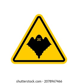 Attention Ghost. Caution Spooky. Yellow triangle road sign