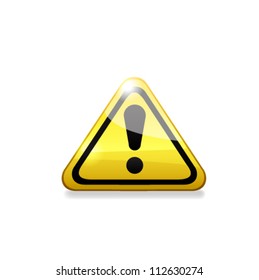 Attention glossy road sign. Vector