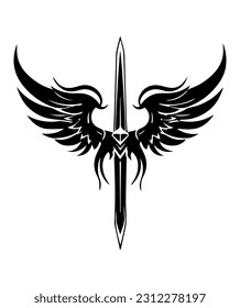 Attention grabbing illustration of a hand drawn dagger sword, creating a powerful logo design that embodies a sense of danger, adventure, and determination