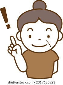 Attention grandmother. Icon-like person's facial expression illustration