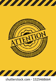 Attention grunge warning sign emblem. Vector Illustration. Detailed.