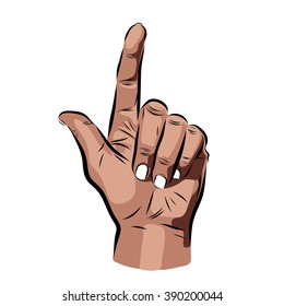 attention hand on a white background. Vector EPS illustration