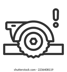 Attention, hand-held circular saw - icon, illustration on white background, outline style