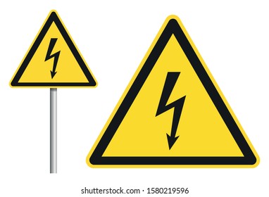 attention high voltage yellow sign