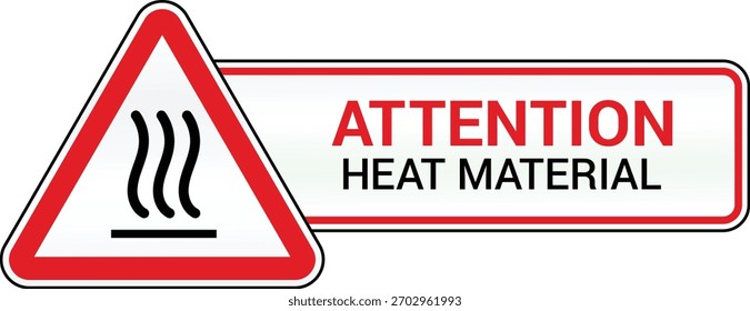Attention hot surface hazard warning sign, red danger triangular icon with steam symbol