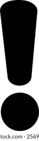 Attention Icon with Black Exclamation Mark Silhouette Design