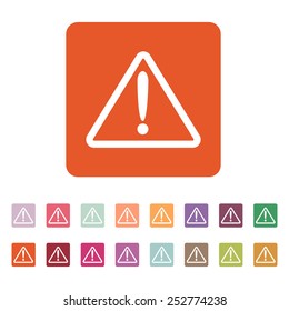 The attention icon. Danger symbol. Flat Vector illustration. Button Set