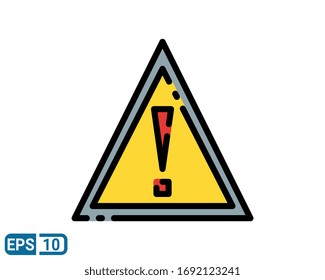 The attention icon. Danger symbol. Vector attention sign with exclamation mark. Risk sign vector illustration. Filled line style icon. EPS 10