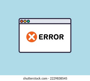 The attention icon. Error message computer window alert popup logo design. Simple Browser window. Error page design template. Error file not found on website page vector design and illustration.