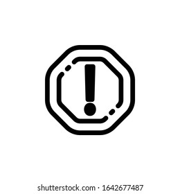 Attention icon, exclamation mark icon flat design illustration, with octagonal frame - high quality
