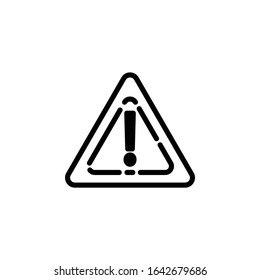 Attention icon, exclamation mark icon flat design illustration, with triangular frame - high quality

