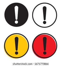 
Attention icon, exclamation mark set icon flat design illustration