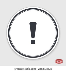 Attention icon. Flat design style. Made vector illustration. Emblem or label with shadow.