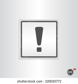 Attention icon. Flat design style. Made vector illustration. Emblem or label with shadow.