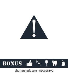 Attention icon flat. Vector illustration symbol and bonus pictogram