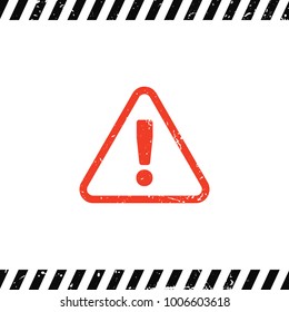 Attention Icon With Grunge Urban Vector Texture Template.