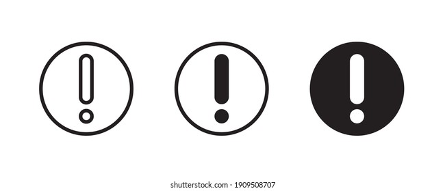 Attention Icon. Hazard Exclamation Mark, Risk, Warning, Danger Icons Button, Vector, Sign, Symbol, Logo, Illustration, Editable Stroke, Flat Design Style Isolated On White Linear Pictogram