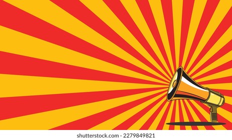 Attention icon with megaphone icon, lettering attention with black and yellow background and text shadow, suitable for Important message, warnings and danger announcement