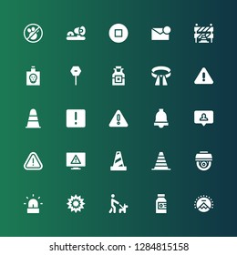 attention icon set. Collection of 25 filled attention icons included Paramount, Poison, Walk, Explosion, Siren, Cctv, Cone, Traffic cone, Error, Alert, Notification, Warning, Attention