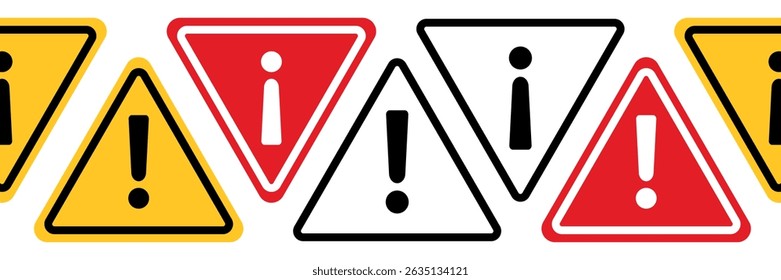 Conjunto de iconos de atención. Símbolo de Vector de advertencia de peligro o de alerta de riesgo en un estilo de relleno y contorno negro. Señal de aviso de seguridad, eps10